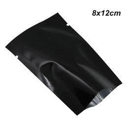 8x12 cm Black 200 Pcs Aluminum Foil Open Top Heat Seal Vacuum Pouch Vacuum Sealable Coffee Tea Food Storage Bag Mylar Foil Baggie 222M