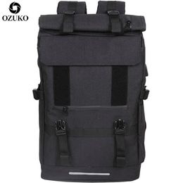 OZUKO 40L Large Capacity Travel Backpacks Men USB Charge Laptop Backpack For Teenagers Multifunction Travel Male School Bag 211203244d