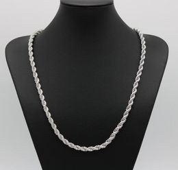 24 Inches Classic Rope Chain Thick Solid 18k White Gold Filled Womens Mens Necklace ed Knot Chain 6mm Wide4707284