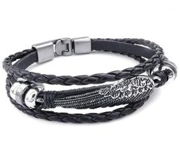 Charm Bracelets Retro Metal Buckle Bracelet Jewellery Wing Angel Braid Cuff Leather Alloy Fancy For Man And Woman Hand Chain Colour B6505462