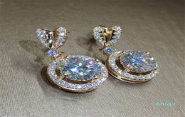 Bowknot 18K Rose Gold Diamond Dangle Earring Original 925 sterling silver Jewelry Party Wedding Drop Earrings for Women Bridal6169118