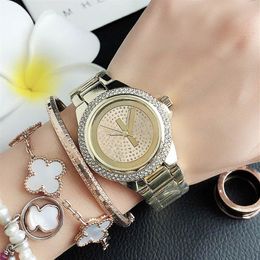 Fashion Crystal Design Watches Women Girl Big Letters Style Metal Steel band Quartz Wrist Watch M89263M