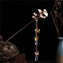 Hair Clips Fashion Classic Pearl Tassel Butterfly Stick Direct Plate Hairpin White Bridal Headdress Fork Jewellery Ornaments