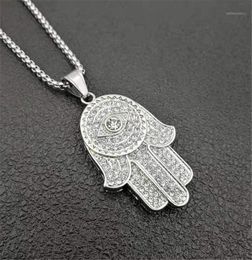 Pendant Necklaces Dropship Classic Hand Of Fatima Hamsa Necklace Pendants Silver Colour Chain Palm Statement Jewellery For Womendrop9381451