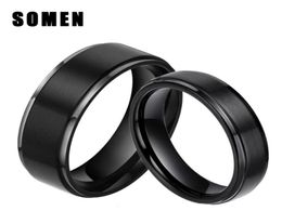 Wedding Rings 2Pcs 6mm 8mm Sets 100 Pure Titanium Black Couple Bands Engagement Lovers Jewellery Alliance Bague Homme9078275