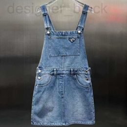 Basic & Casual Dresses designer jeans dress women skirt fashion made old washed denim slim halter dresses metal triangle undershirt Dress sleeveless buttons tops