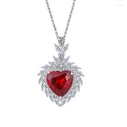 Cluster Rings Fashion Trend S925 Silver Inlaid 5A Zircon Colourful Treasures Luxury Pendant Heart Shape