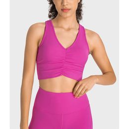 Lu Lu Align Gym Women's Clothing Fitness Sport Yoga Lemon LLs Top Women's Underwear Art Folding Sport Yoga Lemon LLs Bra High Elastic Crop Vest