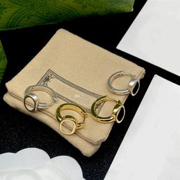 Chic Golden Ear Hoops Charm Silver Designer Studs Women Letters Earrings High End Stamps Dangler With Box233b