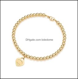 Beaded 100 925 Sterling Sier Tag Love Original Classic HeartShaped Rosegold Bead Bracelet Women Jewellery Gifts Personality Drop D5777422