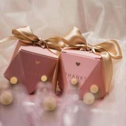50 X Creative Pink Diamond Style Wedding Favours Candy Boxes Bomboniera Sachet Sugar Chocolate Box Party Supplies Thanks Gift Box1269L