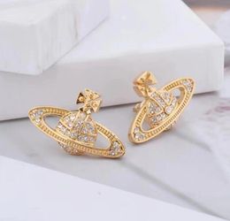 18K Gold Plated Austrian Crystal Letter Logo Stud Earrings for Women European and Popular Simple Designer Earrings Wedding Bride Jewelry Gift