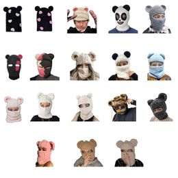 Beanie Skull Caps Chinese Panda Hat Halloween Knitted Ears Winter Beanie for Girls Y2K Dropship 231212