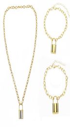 Three Piece Suit Lock Chain Necklace Punk 90s Link Gold Colour Pendant Women Fashion Gothic Jewellery Necklaces1775793