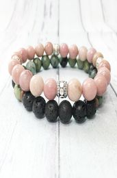 MG0556 Rhodonite Lava Stone Couple Bracelet High Quality African Turquoise Bracelet Natural Stone Handmade Jewelry Whole1789327