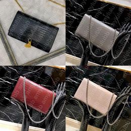 Alligator Leather shoulder bags dicky0750 chain fashion clutch lady cowhide handbags presbyopic card holder purse messenger Crocod226R