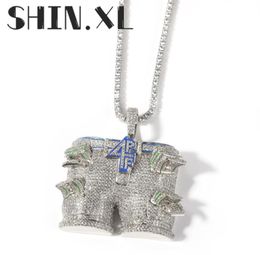 Iced Out Letter 4PF Dollar pants Pendant Necklace Gold Silver Plated Mens Hip Hop Jewellery Gift8992338