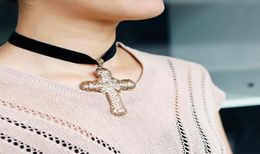 Large Pendant Cross Necklace For Women Choker Unique Fabric Chain 2021 Winter Fashion Jewelry Accessories Women039s Neck Neckla6992645