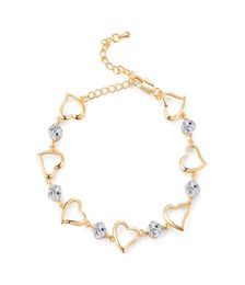 Europe and America Fashion Trendy 18K Yellow Gold Plated CZ Hearts Anklets Chain Link for Girls Women for Wedding Party6476423