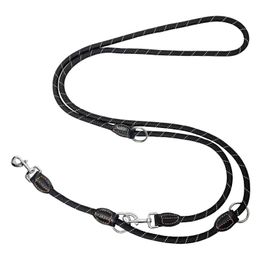 Dog Collars Leashes Hands Free Dog Leash Heavy Duty One Drag Two Walking Running Adjustable Reusable Nylon Ropes With Carabiners Double Head 231212