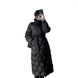 Women's Trench Coats 2023 Winter Cotton Autumn Fashion Black Parkas Stand-up Collar Long Jackets Korean Clothing Manteau Femme Gmm327