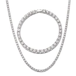Tennis Graduated Hip Hop 3/4/5mm Sparkling Ice Out 1 Row 2 Tennis Chains AAA+CZ Water Diamond Necklace Men's Necklace 231213