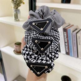 Hair Rubber Bands for Womens Brand Designer Letter Printing Headband Luxury Women Mixed Color Pure Cotton Grid Hairbands Turban He202B