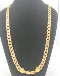 Handmade Dubai Men039s Cuban Link Chain Necklace In 18 k Stamped Gold Filled Pave Curb3810174