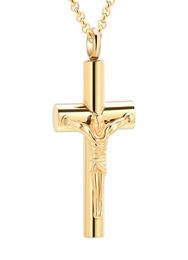 IJD11129 Jesus Ashes Pendant Gold Plating Memorial Urn Casket High Quality Stainless Steel Cremation Jewelry Engravable8355934