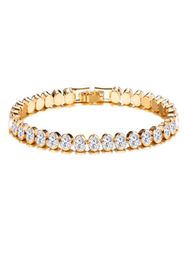 Hip Hop Bling Iced Out Cubic Zirconia Bracelet Tennis Chain Bracelets Women Men 1 Row CZ Link Chain Jewellery Gold Silver Black2569137