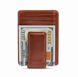 Black Brown Mens Strong Magnetic RFID Blocking Slim Genuine Leather Money Clip Wallet for Man Gift30144544855922