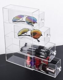 Multifunction Clear Acrylic Makeup Organiser Storage Box Portable Make Up storage drawer Glasses pen Cosmetic display box14295452