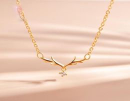 Gold Plated Antler Pendant Fashion Simple Cubic Zirconia Charm Women039s Necklace Luxury Bride Engagement Jewellery Necklaces8882392