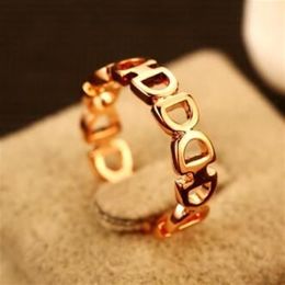 Hollow Out Letter D Finger Ring Gold pLated Vintage Charms Ring for Women Costume Jewellery Fashion Accessories High Quality284F