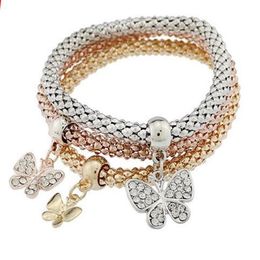 Europe and the United States foreign trade explosion jewelry jewelry three - color suit stretch corn chain diamond butterfly penda2467