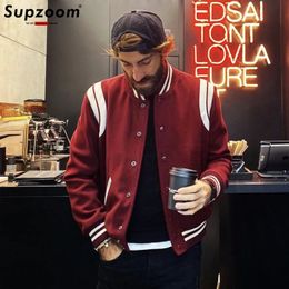 Men's Jackets Supzoom Arrival Top Fashion Rib Sleeve Autumn And Winter Spliced Short Casual Baseball Uniform Coat Bomber Jacket Men 231212