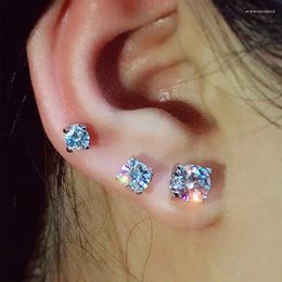 Stud Earrings Fashion Clear Zircon Round Ear Piercing For Women Engagement Wedding Jewellery Gift Pendientes Eh1190