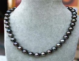 Fashion Women039s Genuine 89mm Tahitian Black Natural Pearl Necklace 18quot8767544