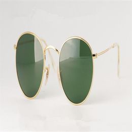 Designer Women Round Sunglasses Retro Style Men Womens Sunglasses Vintage Flash Mirror Glass Lens Sun Glasses Metal Frame Eyeglass2803