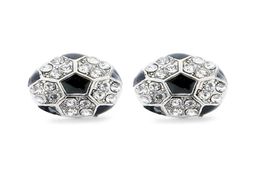New Cute Crystal Rhinestone Soccer Stud Earrings For Women Girls Fashion Post Earrings Creative Jewellery Football Accessories Silve4786990