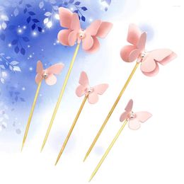 Festive Supplies 10 Pcs Cake Decorations Picks Paper Cakes Dessert Table Decorative Fruit Pink Bamboo