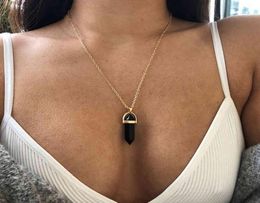 5PC Hexagon Pendant Necklace For Women Pink Crystal Necklaces Quartz Cheap Jewellery Whole Y2206139965468