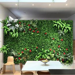 Decorative Flowers HUATIAN 120 40CM Artificial Lawn Plant Wall Christmas Wedding Decoration Landscape Home Grass Panel