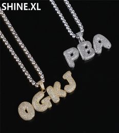 Hip Hop Custom Name Combination Bubble Letter Pendant Necklace Micro Cubic Zirconia Gold Silver Colour Copper Pendant Necklace6528925