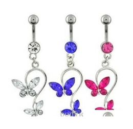 5 Colors Bowknot Style Belly Button Navel Rings Body Piercing Jewelry Dangle Accessories Fashion Charm 10PcsLot 7212 Mak6Z6980944