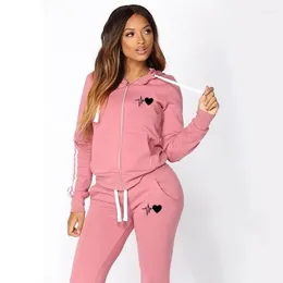 Women's Two Piece Pants Fashion Women Tracksuits Spring Autumn Sports Wear Jogging Suits Ladies Hooded Set Clothes Zipper Hoodies And