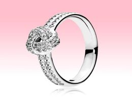 100% 925 Sterling Silver RING CZ Diamond Women Wedding Jewellery for Shimmering Knot Ring with Original box5472376