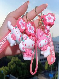 Cute Animation Kuromi Anrio Jewellery KeyChain Pink Beautiful PVC Key Ring Accessories1371539