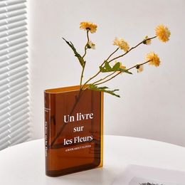 Vases Acrylic Vase Book Transparent Modern Decoration Home Table Flower Wedding Hydroponic Room Plant Decor 231212