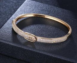 14K goldplated Bangle personality European and American fashion belt buckle trend street bracelet women10448533648693